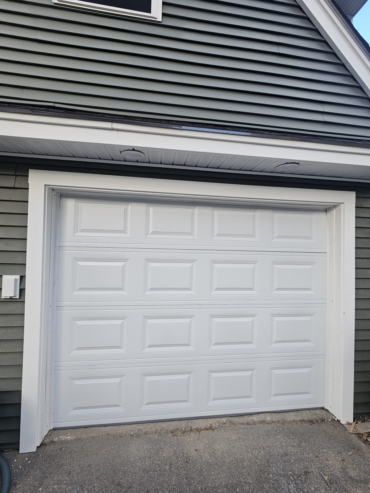 New white garage door installed in Billerica, MA