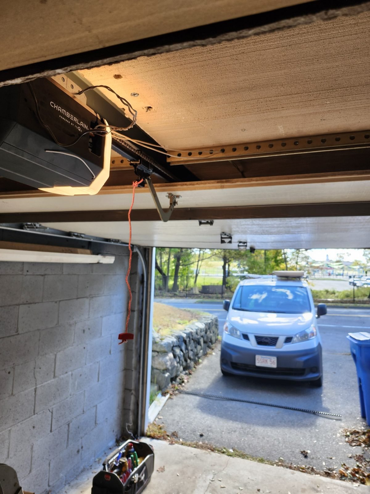 Installed Chamberlain garage door opener in Waltham, MA